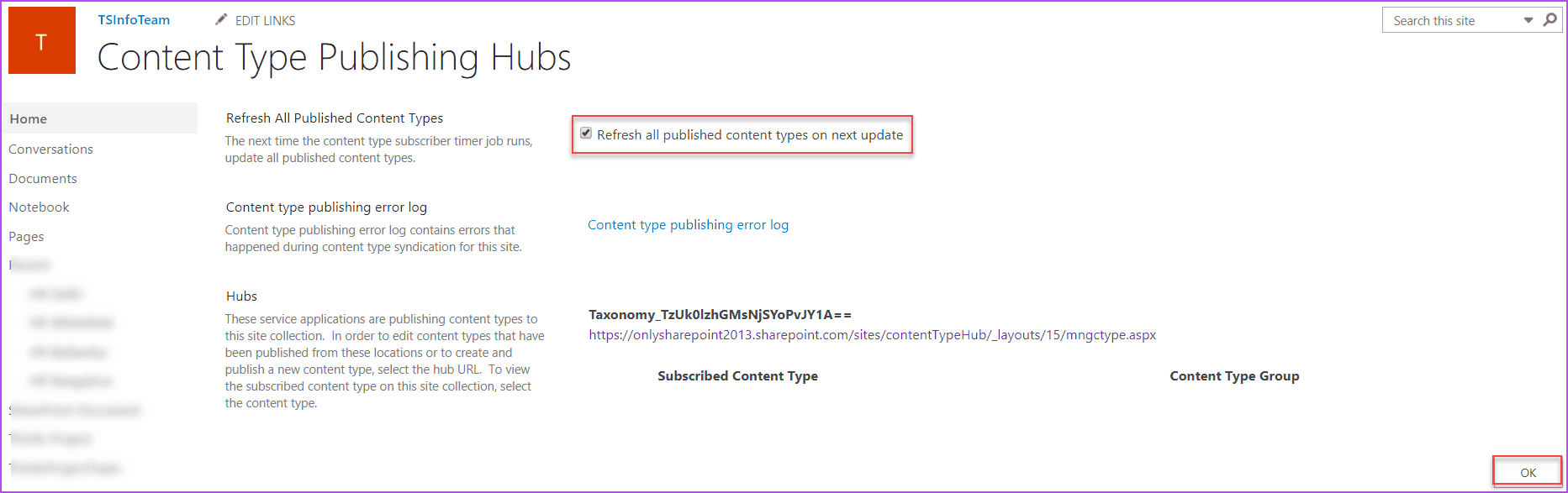 Office 365 Content Type Hub : Content Type Hub in SharePoint Online ...