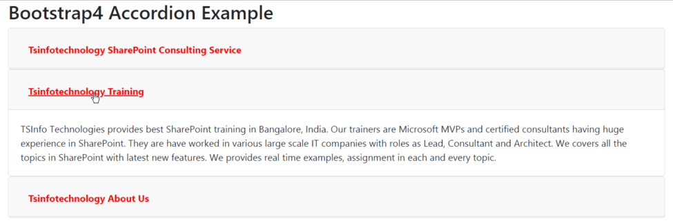 Bootstrap Accordion Example SPGuides