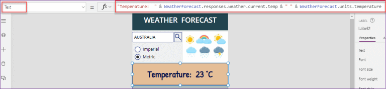 Create Power Apps Weather App [Current & Tomorrow's Forecast]