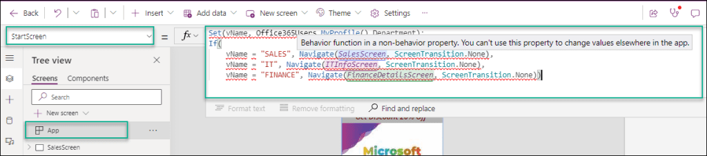 Show a Different Home Screen Per User in Power Apps