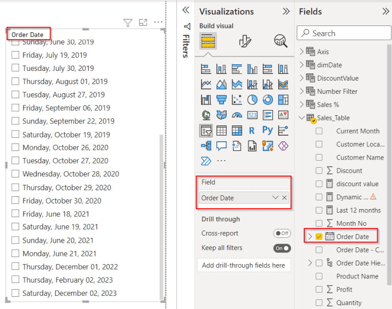 Power BI date slicer between a default to today