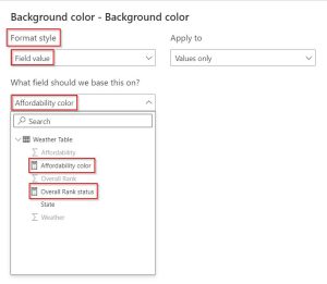 Power BI Conditional Formatting Based On Field Value