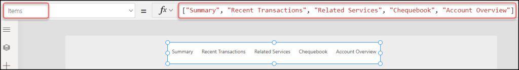 Tab list control in Power Apps