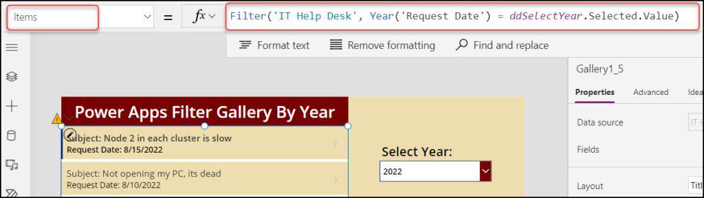 PowerApps Filter Gallery By Year PowerApps Filter Gallery By Year