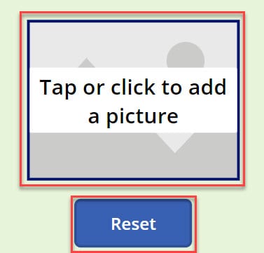 how to reset power apps image control