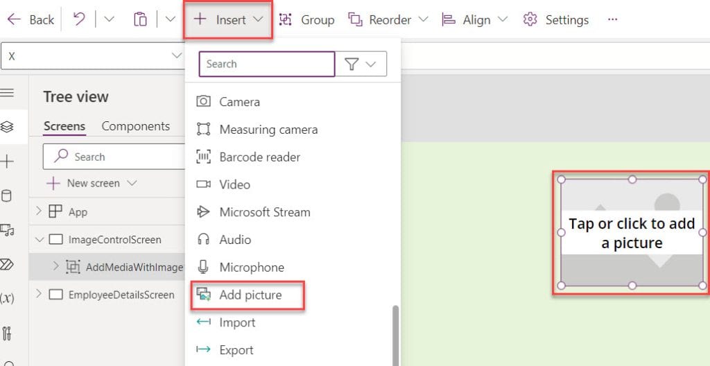 power apps reset image control