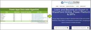 Power Apps Data Table URL