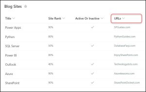 Power Apps Data Table URL