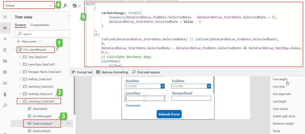 calculate days between two dates in powerapps