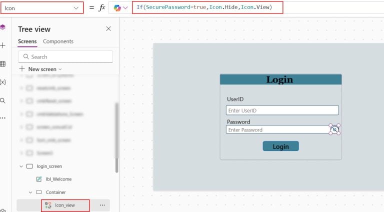How to Show/Hide Password in Power Apps Login Page?
