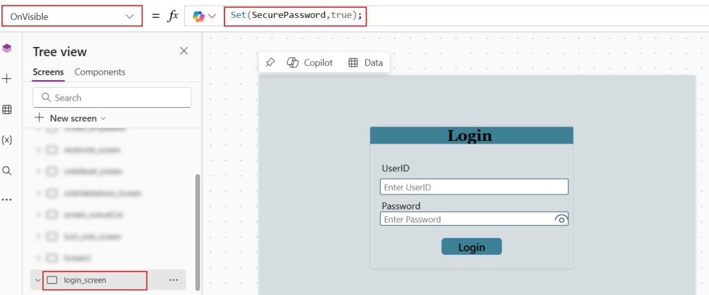 show hide password in powerapps login