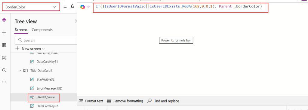validate username and password in powerapps