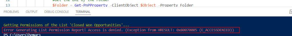 Access is denied. Exception from HRESULT 0x80070005 E_ACCESSDENIED