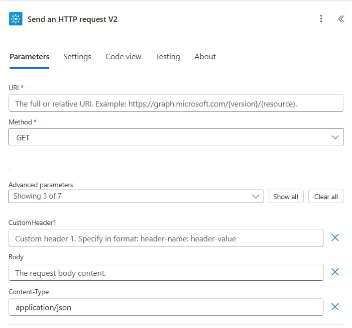 Office 365 Groups Send an HTTP request V2 action in Power Automate
