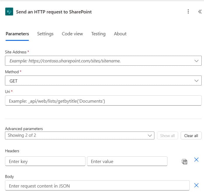 Power Automate Send an HTTP request to SharePoint