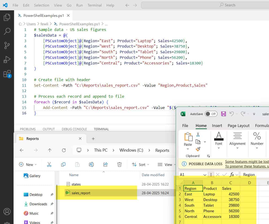 How to Write to a File in a PowerShell Loop