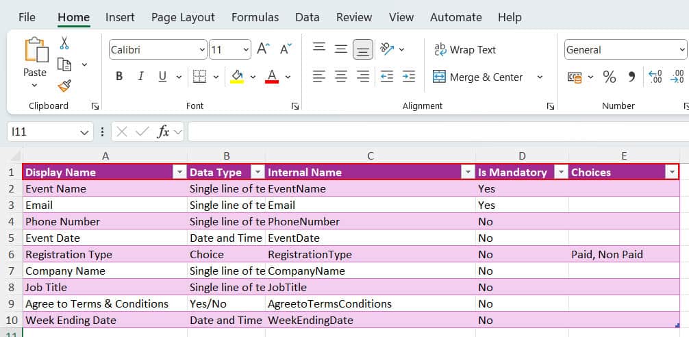 add fields to sharepoint list from excel using PnP PowerShell
