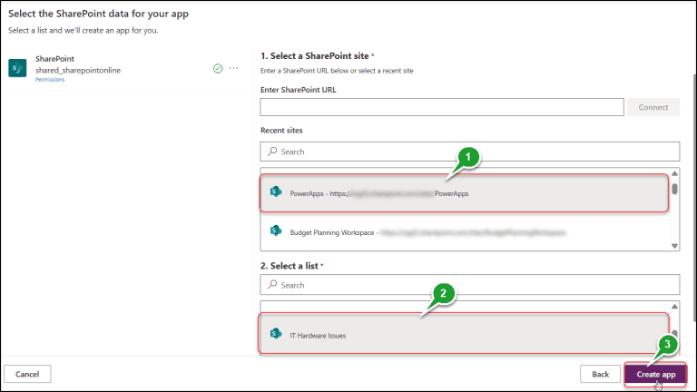 Create Power Apps Canvas App With Data From a SharePoint List