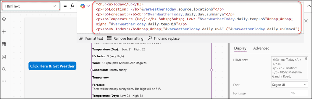 Show Current Temperature in Power Apps Page