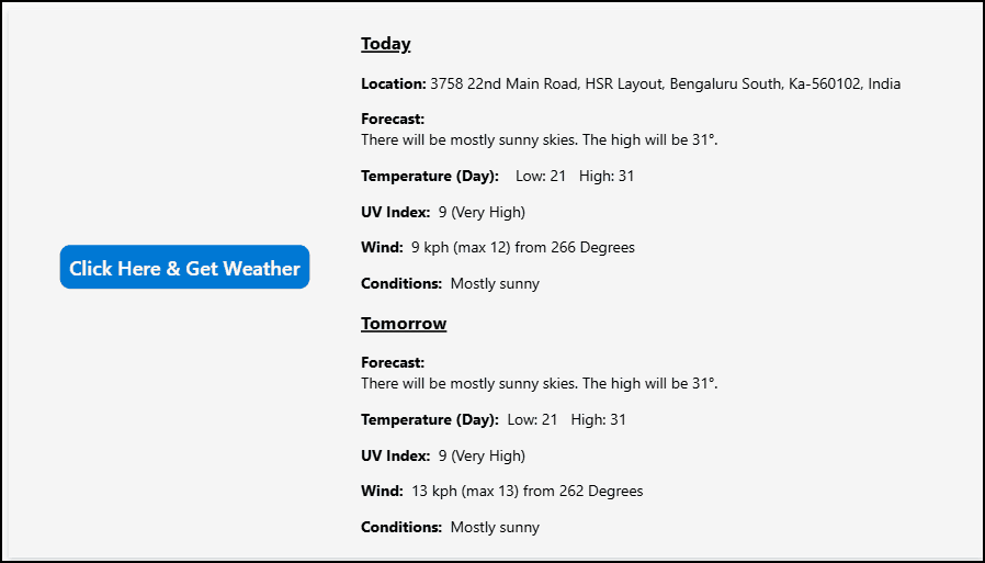 Showing current temperature on page