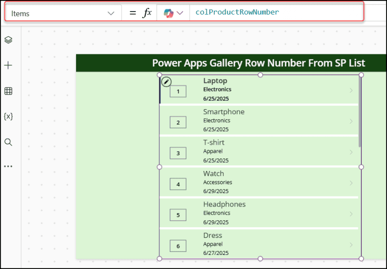 Power Apps Gallery Row Number [3 Various Ways]