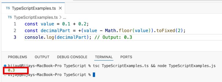 How to Get the Decimal Part of a Number in TypeScript?