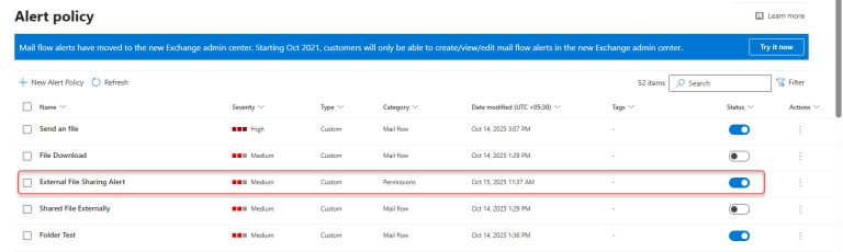 Policy Alert Set Alert Policies in Microsoft Defender Portal