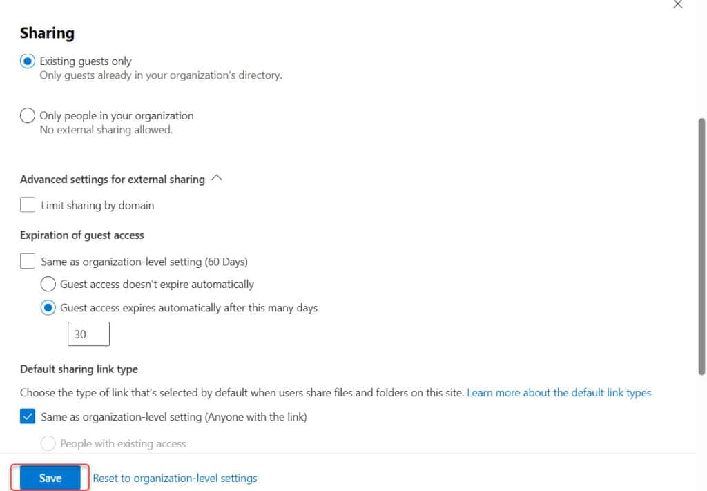 Manage external sharing and guest expiration in SharePoint Online