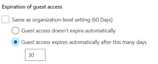 Manage guest access duration in a SharePoint site