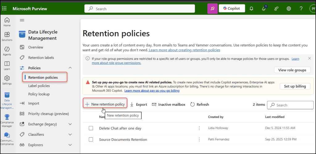 Site Retention Policies SharePoint