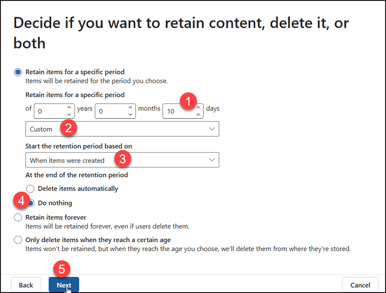 how to set retention policy in sharepoint online