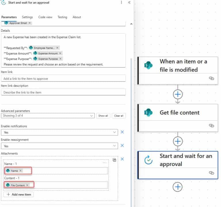 Add Attachments in Approval Using Power Automate