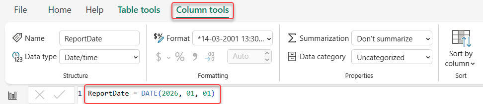 Add a fixed value column in power query column in Power BI