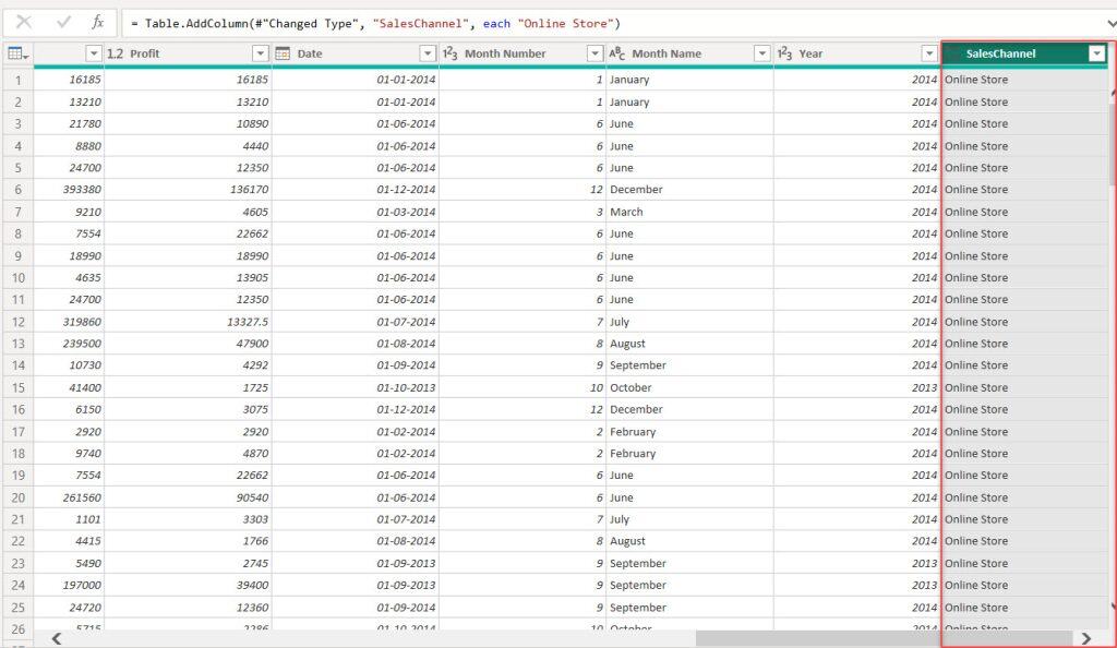 Add column with a fixed value in Power BI
