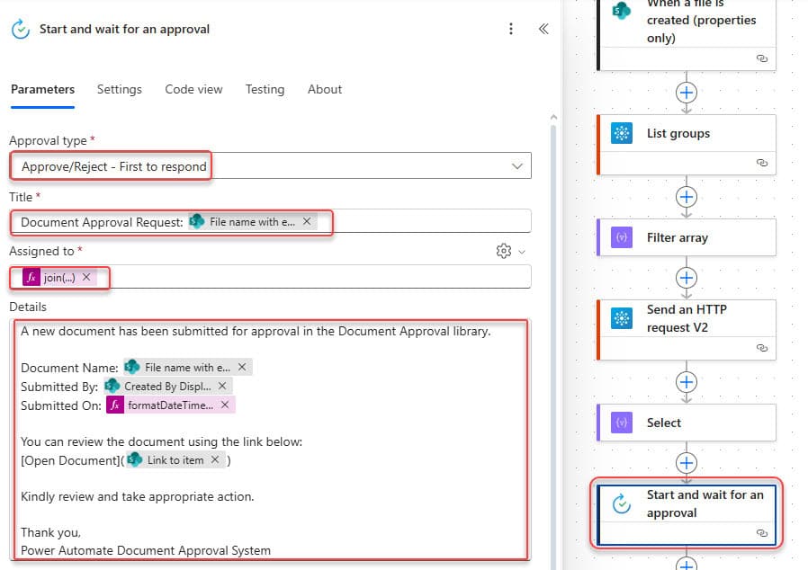 Approval request message sent to all members of a Microsoft 365 Group