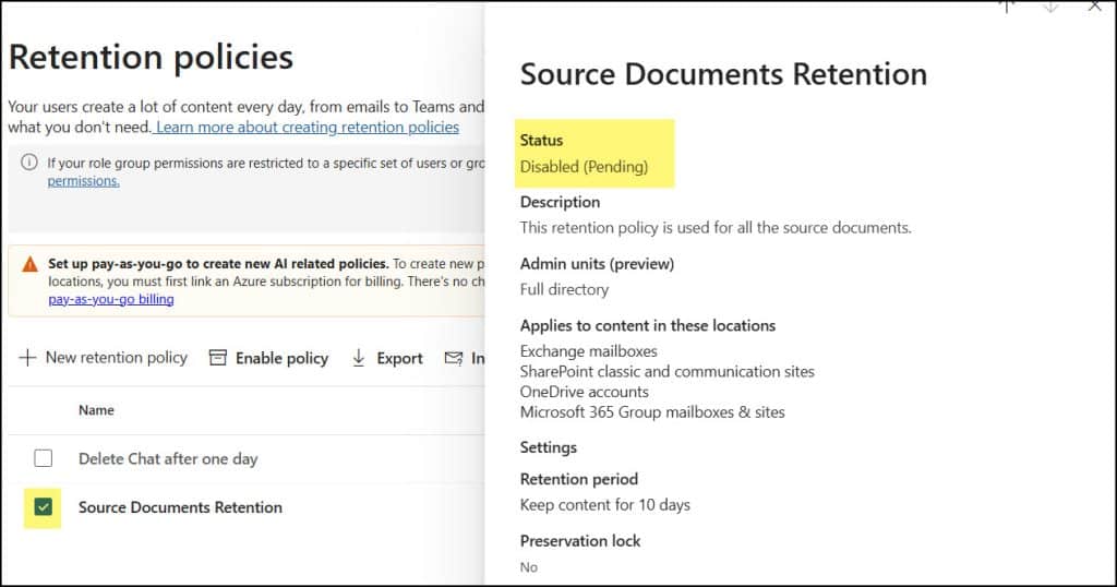 Fix A compliance policy is blocking this site deletion in SharePoint