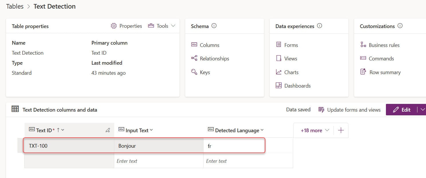 Detect Text in Dataverse Using AI Builder