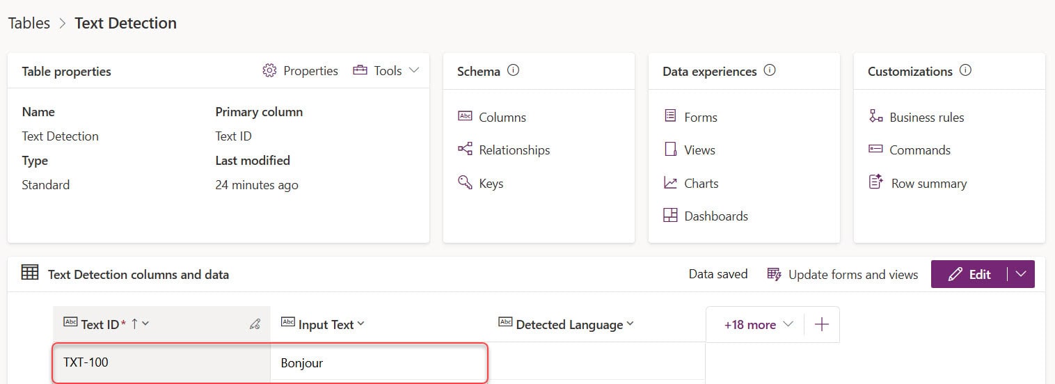 Detect Text in Dataverse Using AI Builder
