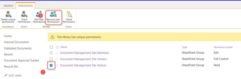 How to prevent users from accessing selected SharePoint document libraries