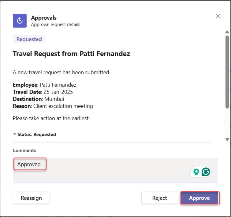 Microsoft Teams approval workflow in Power Automate