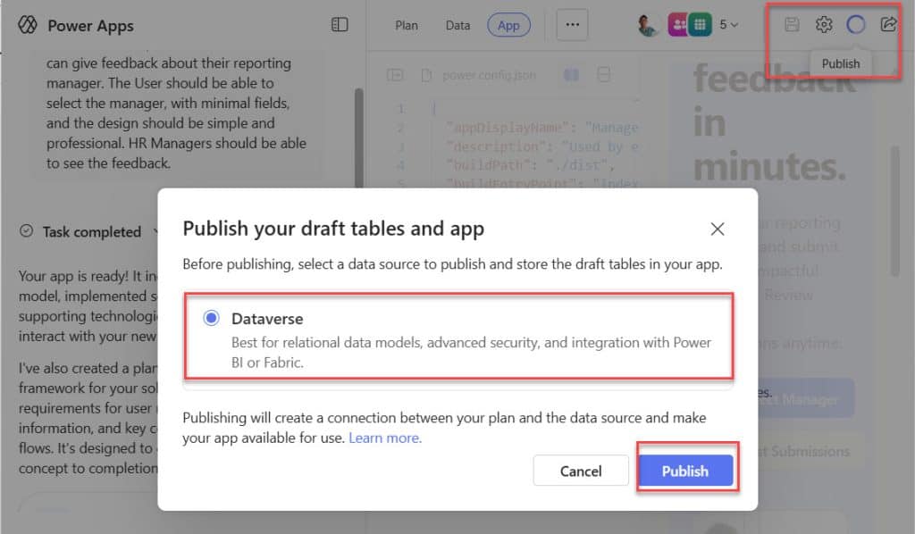 Power Apps Vibe Publish