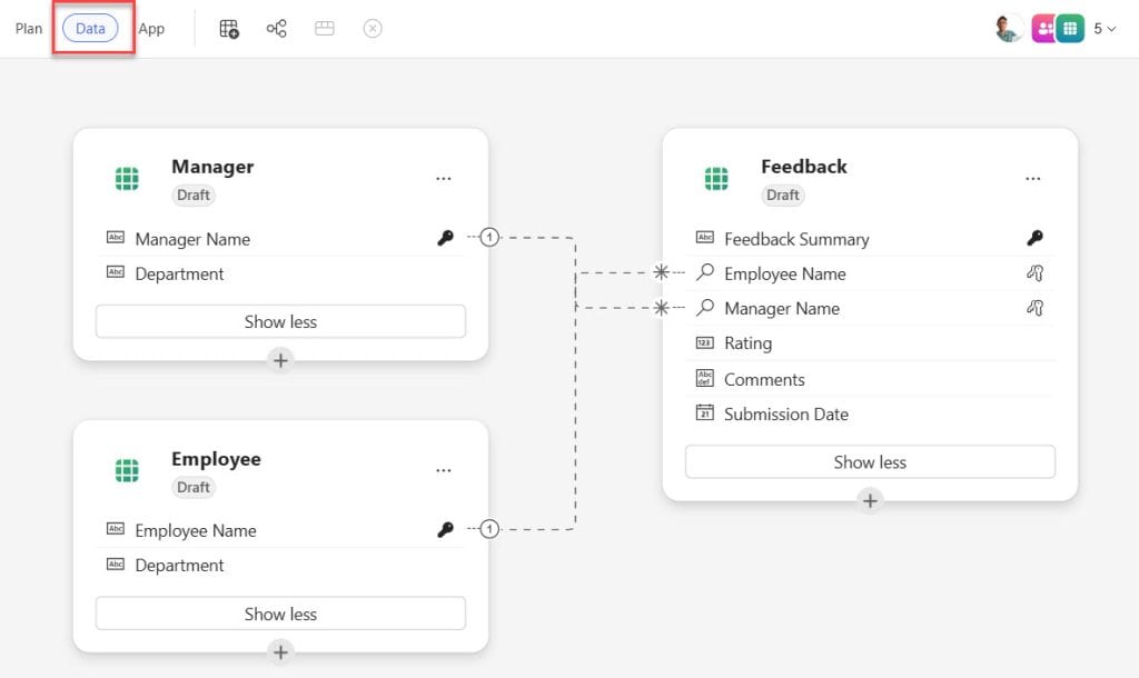 Power Apps vibe data model