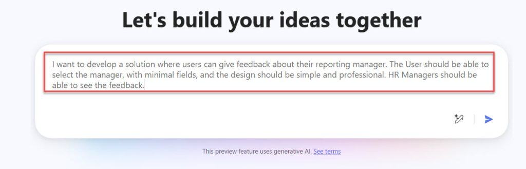 Power Apps vibe example