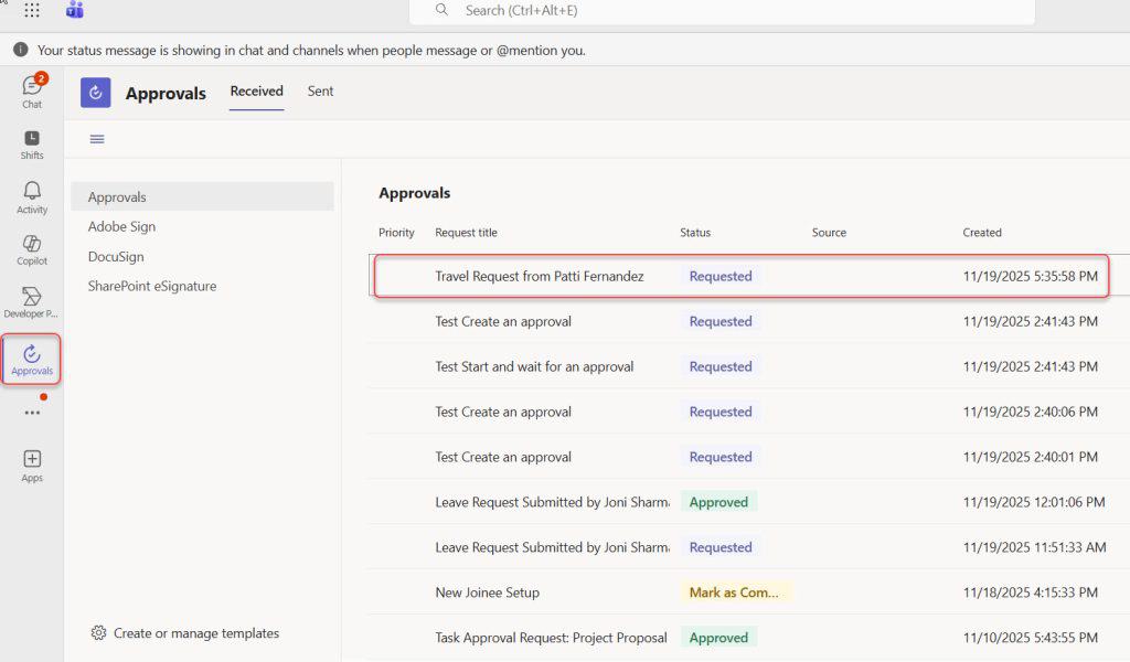 Respond to an approval in Microsoft Teams