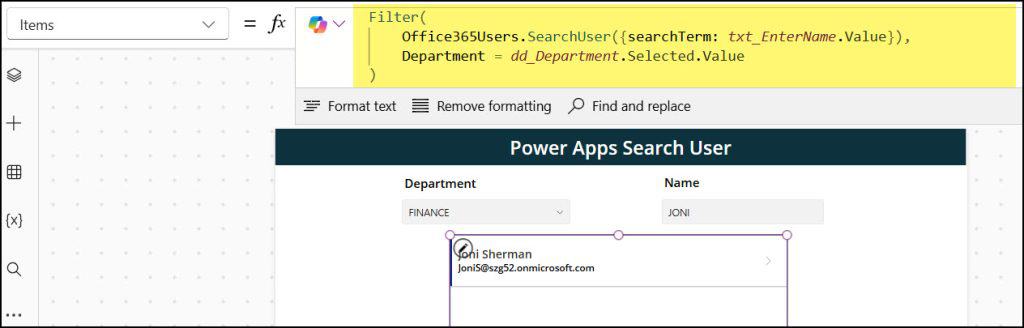 Search Office 365 Users in PowerApps