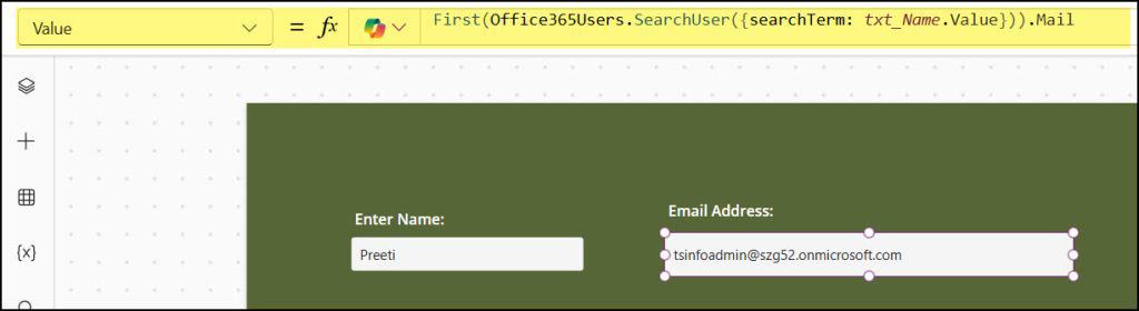 Search User Email Power Apps