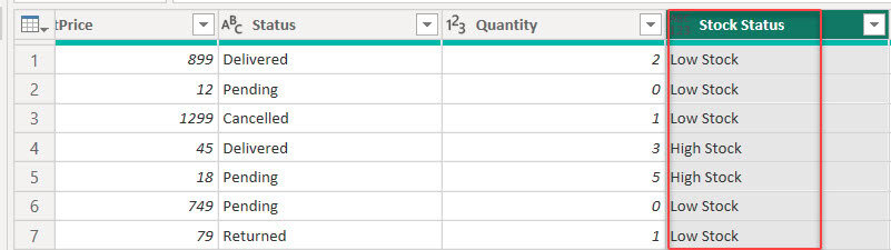 custom column power query if statement