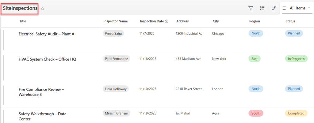 fluent ui basic list control example in spfx