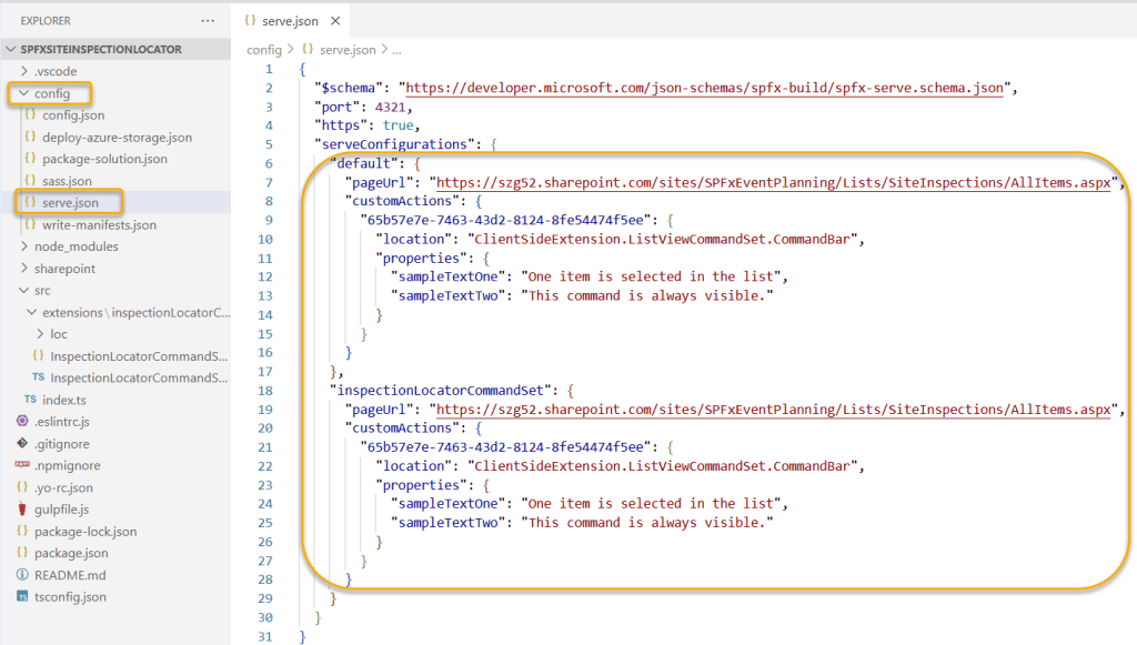 list view command set extension in sharepoint framework
