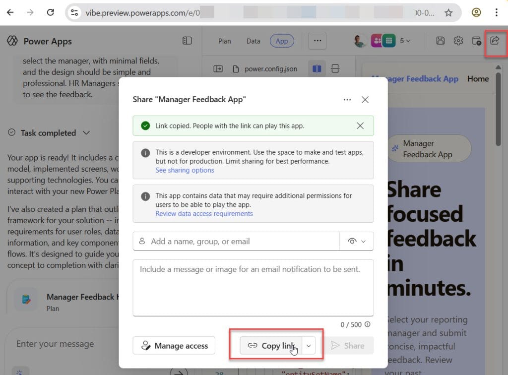 share power apps app vibe